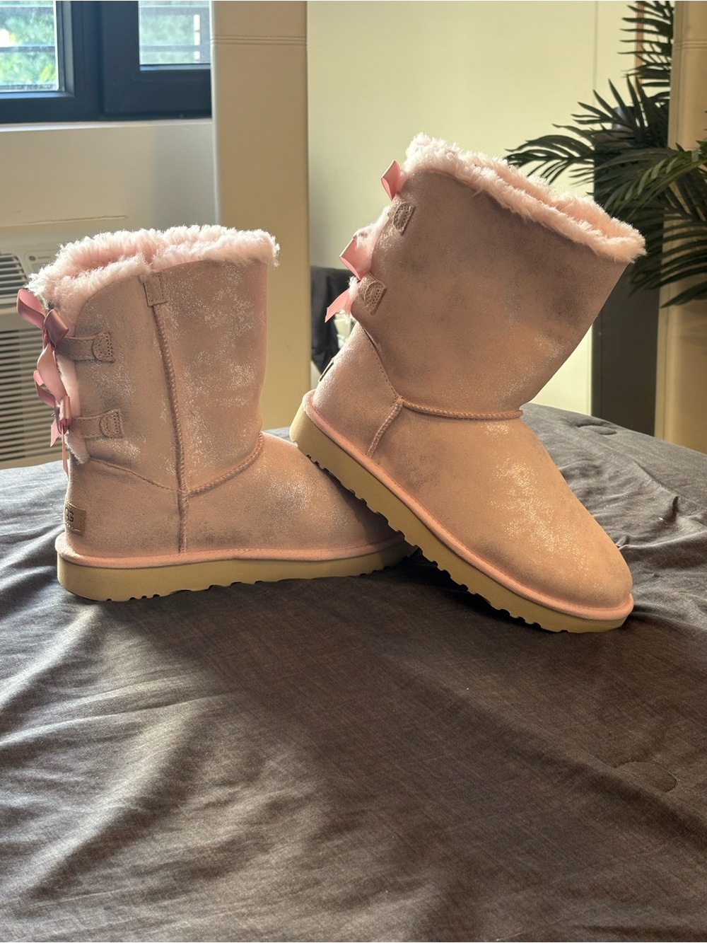 UGG Pink Short Bow Winter Boots